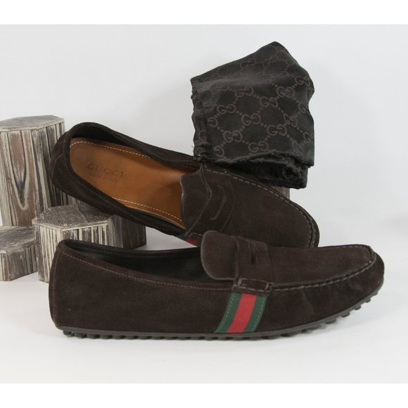Gucci Brown Suede Driving Moccasin Loafers 12 - Picture 2 of 7